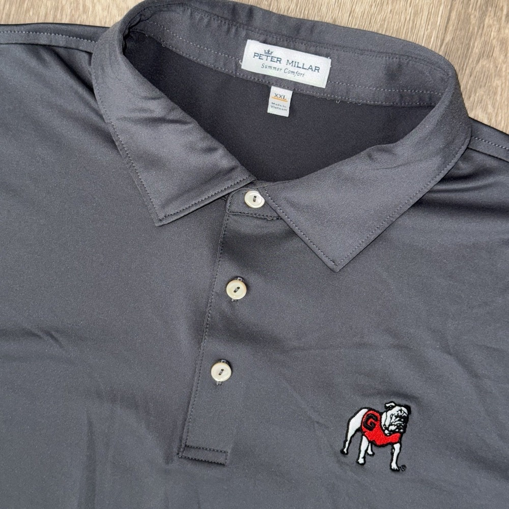 Peter Millar Summer Comfort Polo University Of Georgia Men's 2XL Grey Bulldog